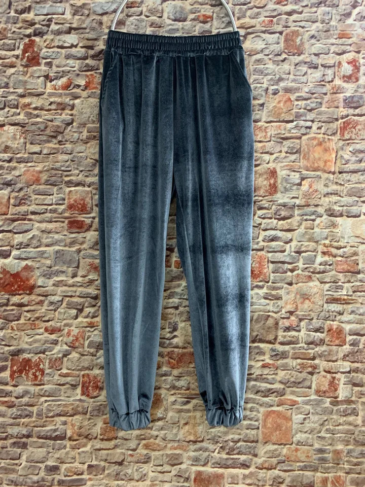 2025 Womens Velvet Velour Joggers Soft Stretch Warm Sweatpants Pants With Pockets 241212
