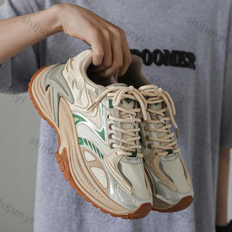 Mens Mesh Chunky Sneakers Thick Sole Sports Shoes Autumn Casual Fashion Lace Up Running Sneakers Platform Outdoor Walking ShoesC241216