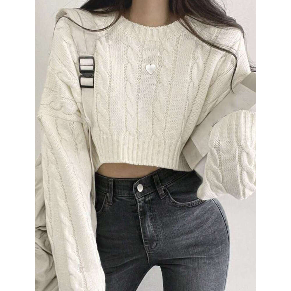 European And American Sexy Sweet Girls Retro Fried Dough Twists Short Clothes Women's Knitwear Autumn New Blouse