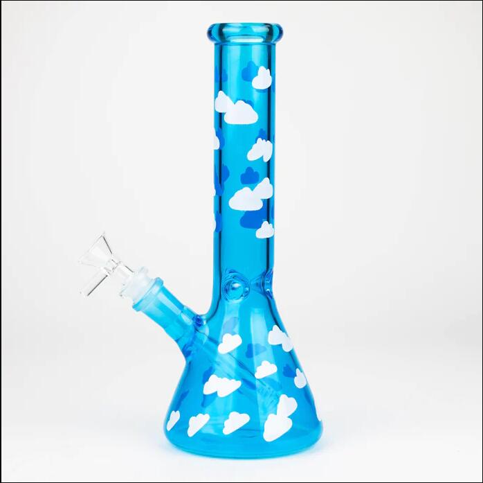 Thick Glass water bongs hookahs smoking miniature pipes oil recycler dab rigs Rainbow beaker bong with 14mm joint