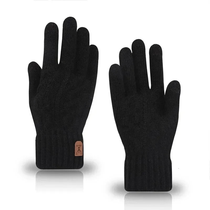 Mens warm gloves with winter touch screen and wool cold knitted 241212