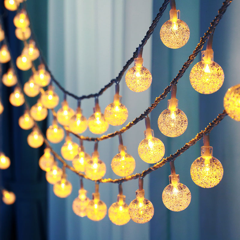 Plug-in LED Bubble Ball Light Strings for Festive Outdoors Decorations - 1.7 cm Diameter