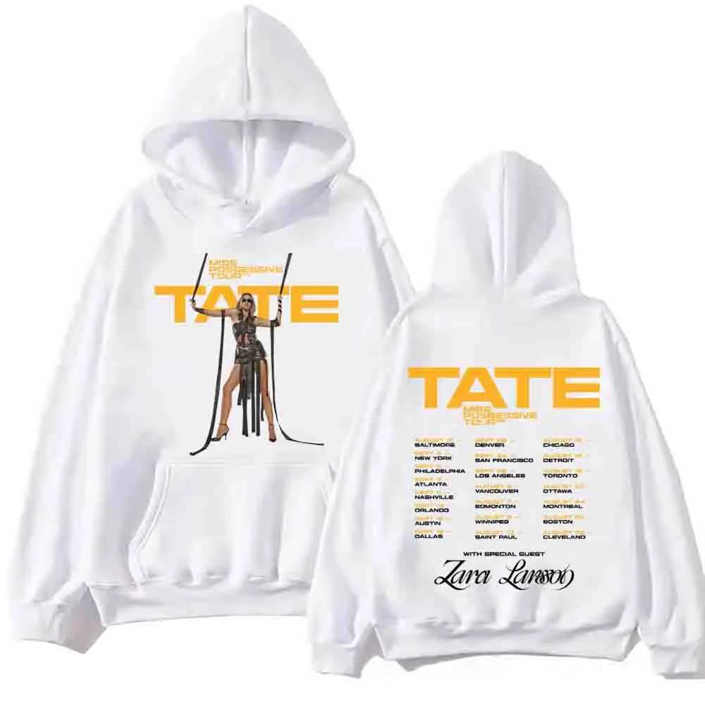 Miss Tate McRae holds the 2025 Hoodie Harajuku Hip Hop Pullover Tops Popular Music Sweatshirt Fans Gift world tour X241216