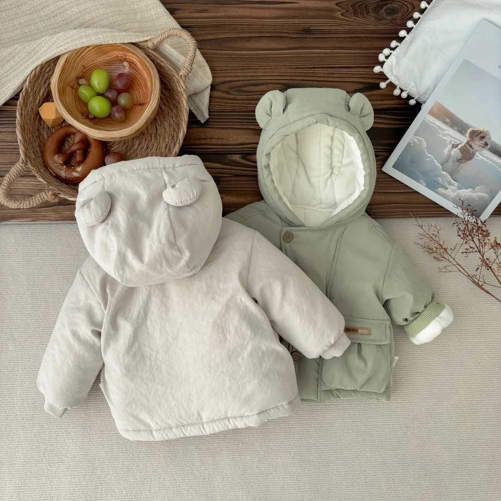 UNIFEMEN Baby Boys Thick Winter Outerwear Hooded Buttons Pocket Warm Cotton Padded Infant Boys Coat Toddler Boys Thick ParkasXJ241214