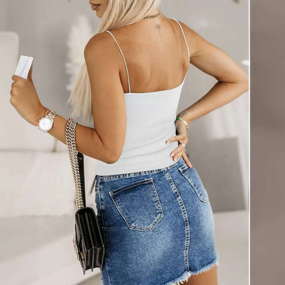 European And American Threaded Fashion Spicy Girl BM Inner Wear Outer Knitted Strap Tank Top