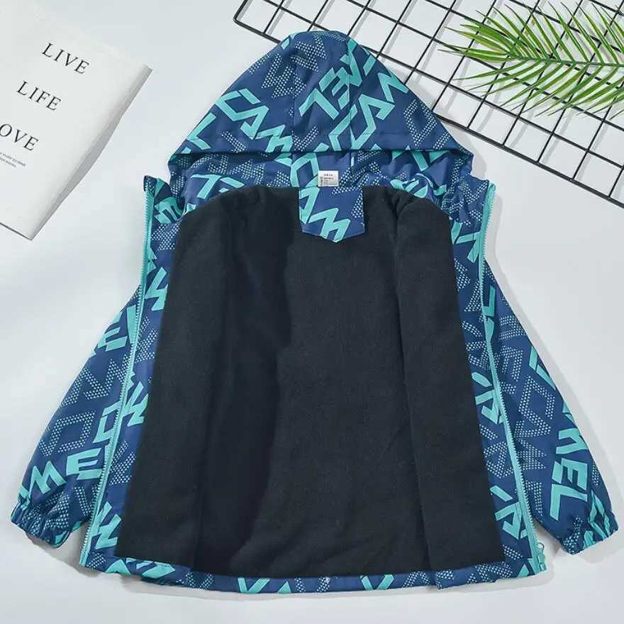 Boys Fashion Outdoor Jacket Thick Winter Waterproof Jackets For Kids Warm Clothes Autumn Boys Windbreaker Hooded CoatXJ241214