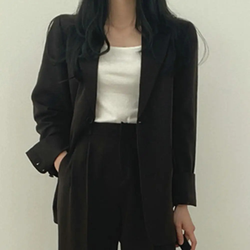 2024 Women Blazer Pants Korean Fashion Open Front Jacket Straight Wide Leg Suit Pant Casual 241212