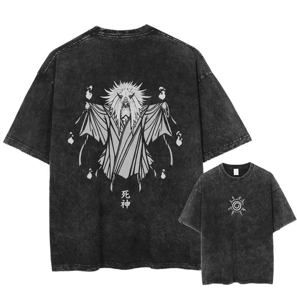 Harajuku Vintage Washed T Shirts Death Note Anime Graphic Printing T Shirt Oversize Cotton Fashion Streetwear Unisex Top Tee W241216