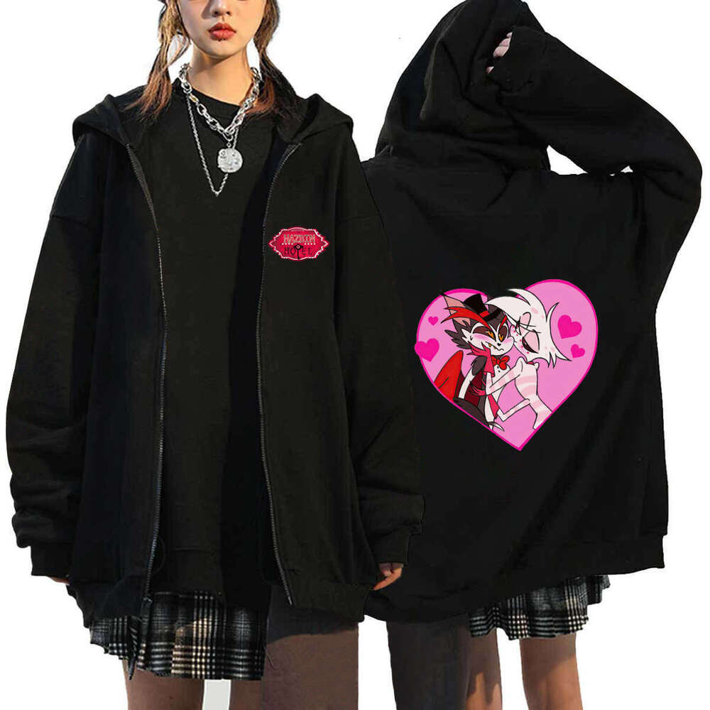Hazbin Hotel Hell Inn Zipper Men's and Women's Casual Sports Hoodie Top Cardigan Coat