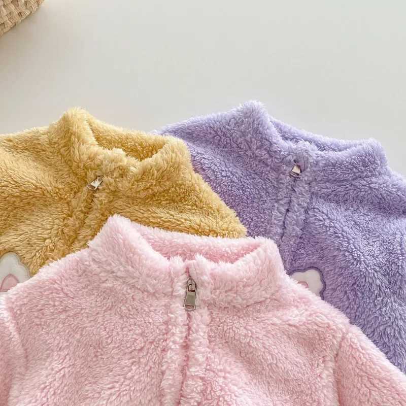 Childrens Fashion Jacket 0-5 Years Old Winter Coral Velvet Childrens Clothing Boys Girls Cat Plush Warm Cotton Coats ParkasXJ241214