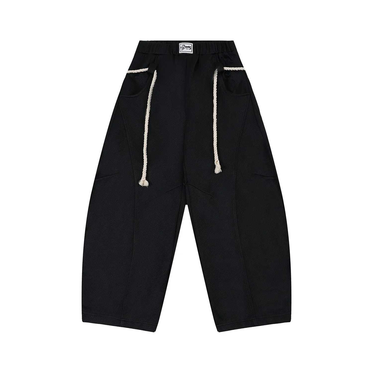 Baggy Sweatpants Men Wide Leg Gray Long Drawstring Casual Baggy Joggers Pants Curved Blade Type Design Lantern Pants Oversized X241216