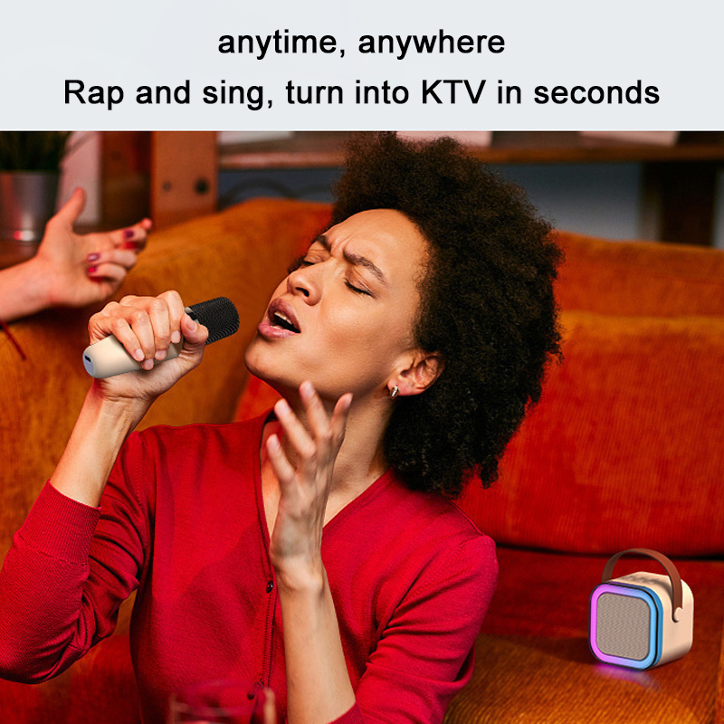 New K12 Karaoke Machine Portable Bluetooth Speaker With 1-2 Wireless Microphones HiFi Family Singing Loudspeaker Children's Gift Long Standby