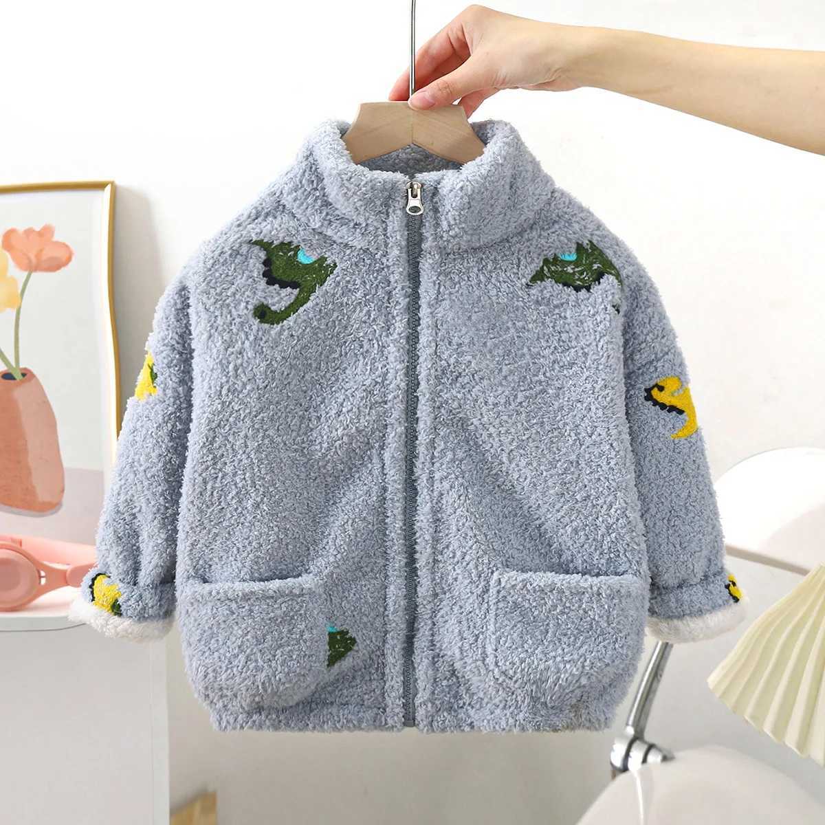 3-8 Years Children Coat Boys Girls Warm Thick Coral Flannel Winter Autumn Baby Plus Fleece Top Child Clothings Kids Coat JacketsXJ241214