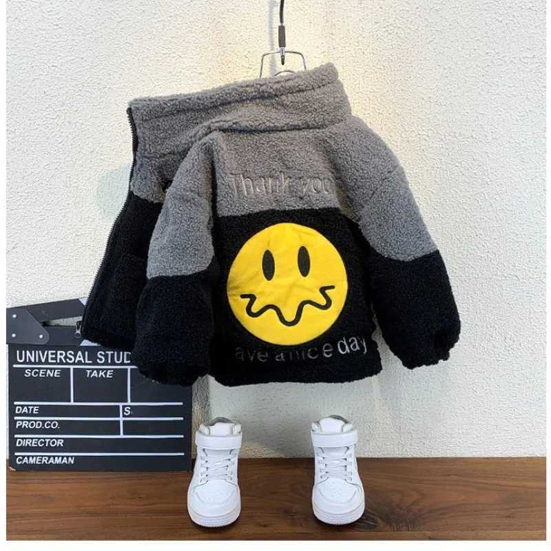 Childrens Warm Coat Autumn and Winter New Boy Baby Lamb Wool Jacket Clothes Childrens Plush And Thick Cotton CoatXJ241214