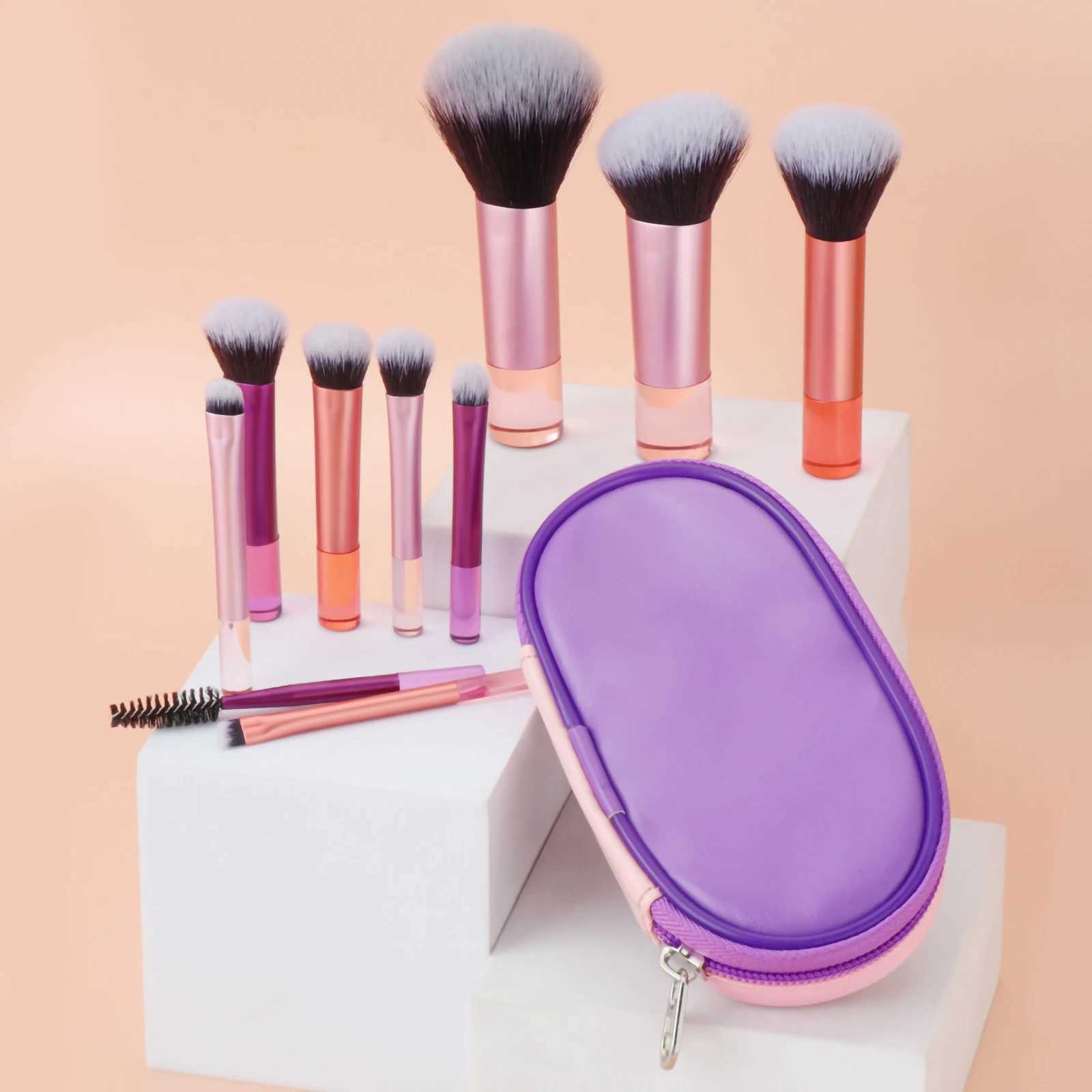 10 color Mini makeup brush Travel portable Makeup Tool Makeup Puff - Palm Brush Professional Makeup tool set Christmas gift W241216