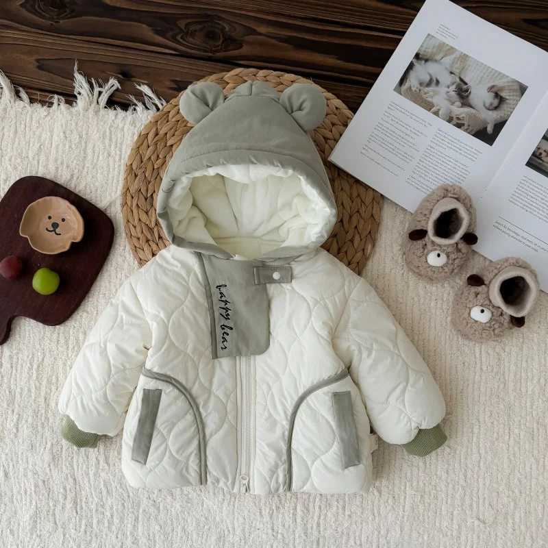 2024 Winter Korean Baby Boys Parkas Cotton Quilted Hooded Thickened Infant Boys Jacket Toddler Boys Outerwears CoatXJ241214