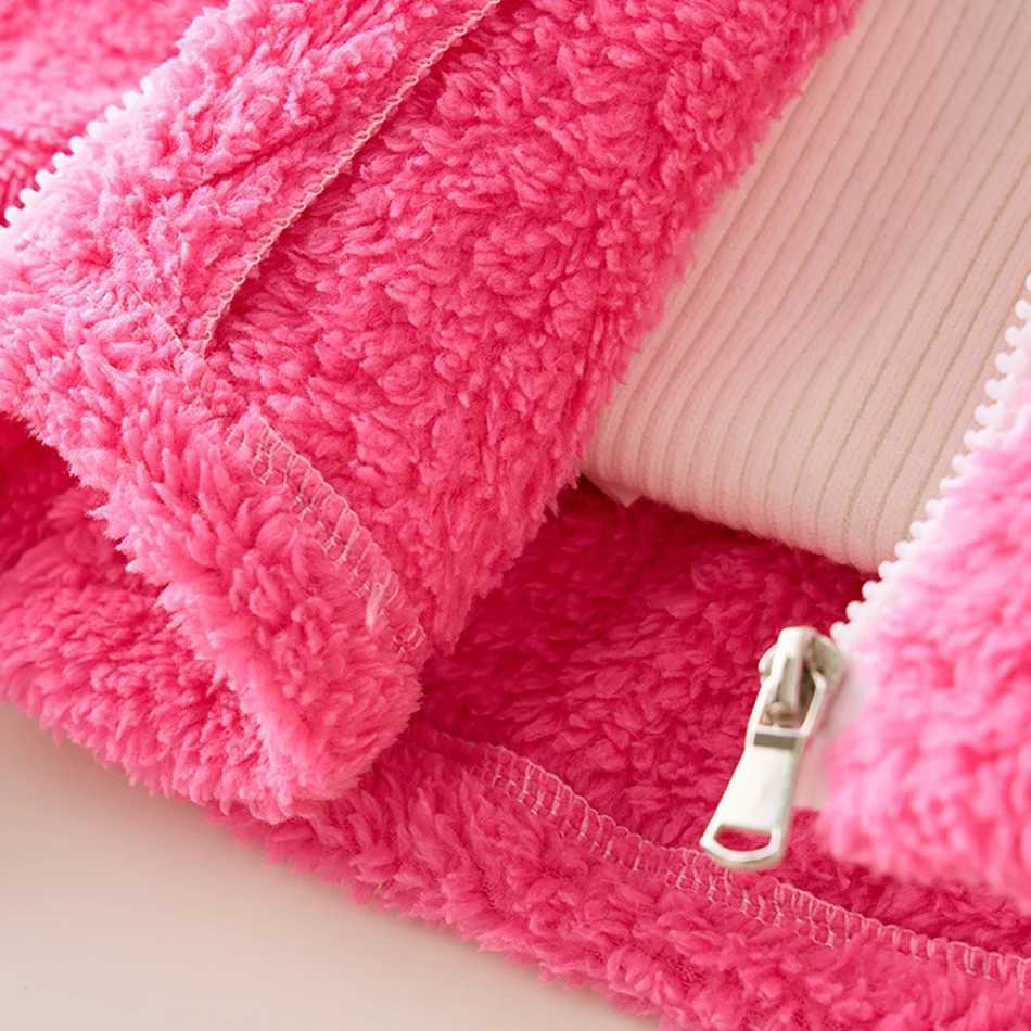 Sweet Little Girls Plush Fleece Hoodie Jacket Warm and Cozy Lining Autumn Winter Cute and Comfortable Casual OuterwearXJ241214