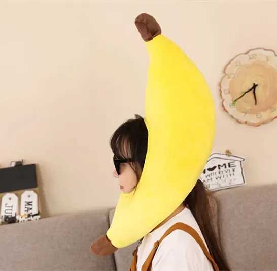 Fun Banana Party Costume Hat Warm Role Playing Hat Cartoon Plush Costume Ball Dress Hair Carnival Accessories Y241216