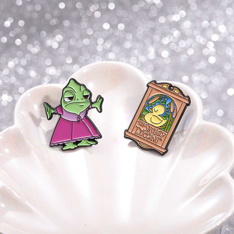Cartoon Creative Metal Paint Badge Fun Film and Teion Surrounding Monsters Little Yellow Duck Starry Sky Oil Painting Art Brooch