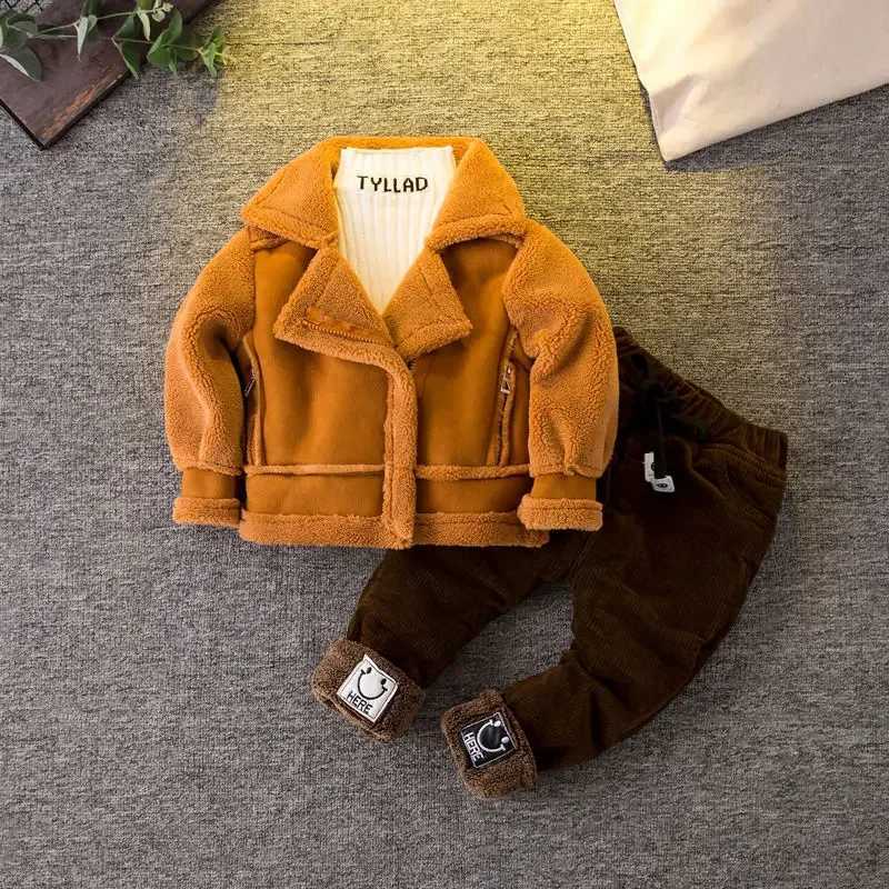 2021 Boys Girls Fake Fur Coats Thickening Cashmere Warm Kids Winter Jackets Overcoats Children Clothes OutfitsXJ241214