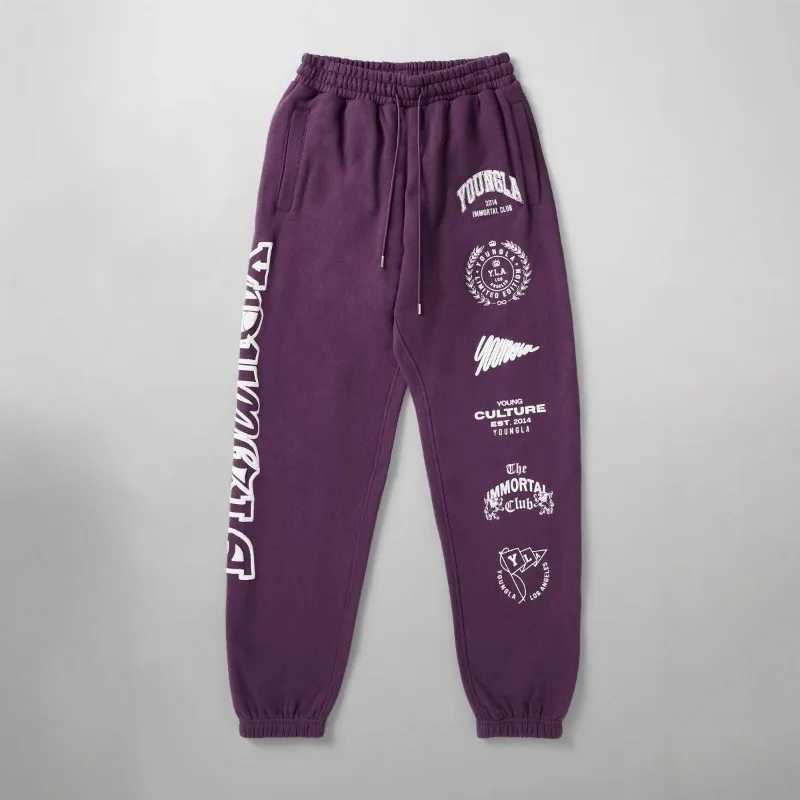 Fashionable mens sports pants gym sports and leisure pants pure cotton printed bouncing foot pants autumn and winter X241216