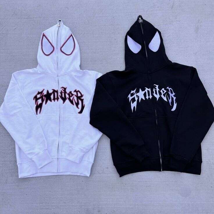 European Halloween Personalized Men's Women's Sweaters and Hoodies Y2K Couples Large Spider Man Zip Hoodie