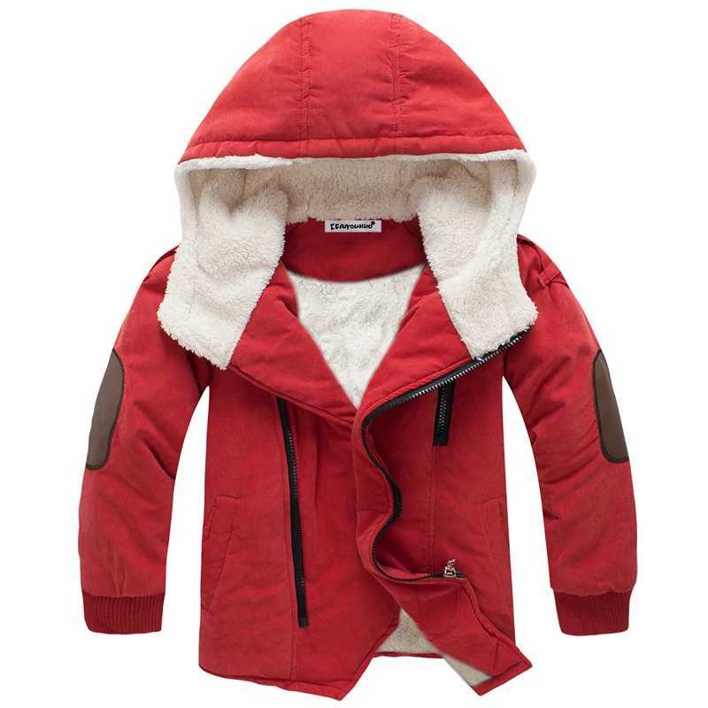 Winter Thick Boys Jackets 2023 New Warm Clothes Children Jacket Plus Velvet Padded Jacket Boy Hooded Jackets Mid-length SnowsuitXJ241214