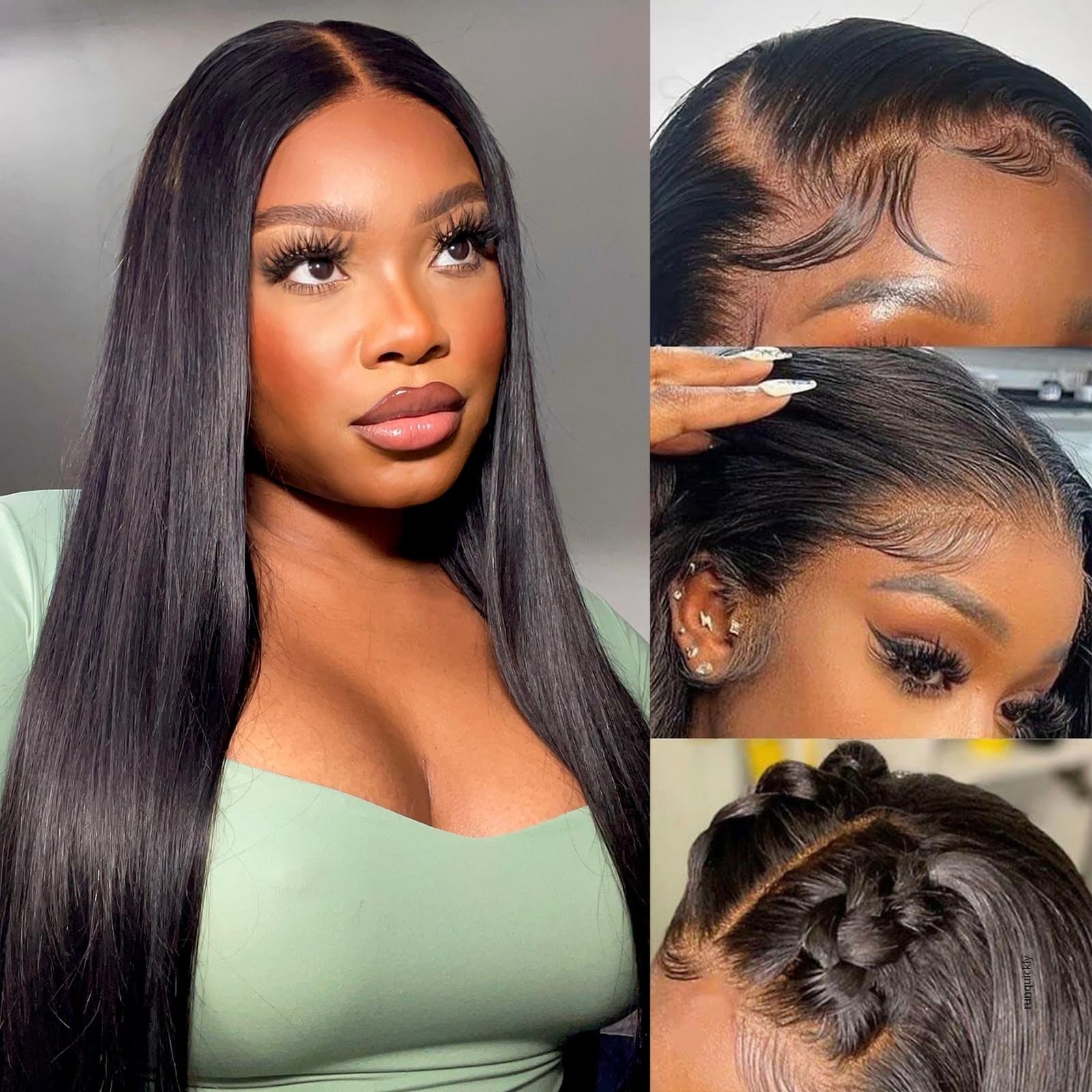 13*4 Lace Front Synthetic Wig 32inch Long Natural Straight wigs For Black Women Ombre Blonde Gold Grey heat-resistant fiber Look Like Human Hair