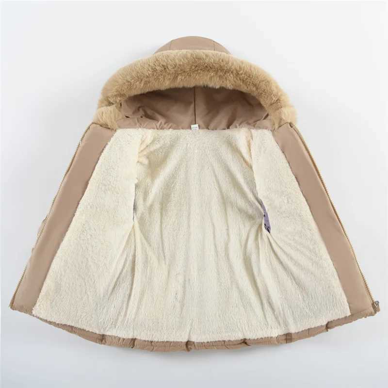 -30 Girls Padded Jackets Winter Kids Thick Warm Cotton Clothes Coats Lining Plush Hooded Zipper Outerwear Cold Parka SnowsuitXJ241214