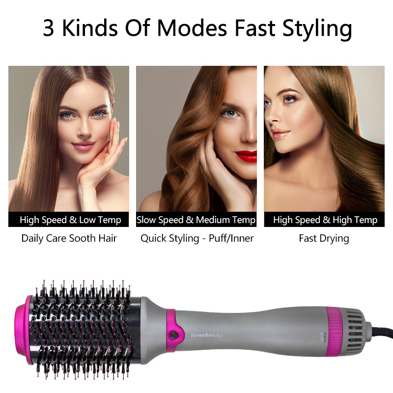1200W Hair Hot Air Styler Replaceable Head Straightener Curler Comb Roller One Step Electric Ion Blow Dryer Brush