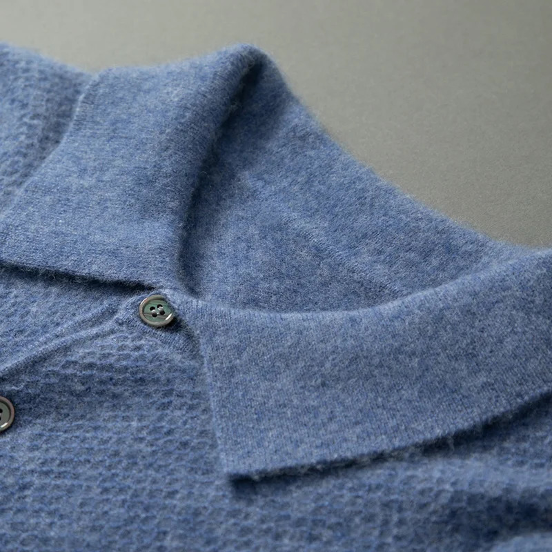Zocept Fashion polo neck mens sweater autumn and winter loose casual soft cashmere knitted with floral pattern 241211