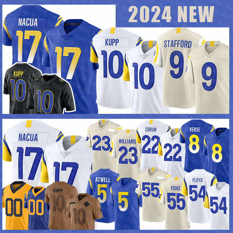 17 Puka Nacua Football Jerseys Kyren Williams Matthew Stafford Cooper Kupp Blake whittington Tutu Atwell Jared Verse Jimmy Garoppolo Braden Fiske Leonard Floyd