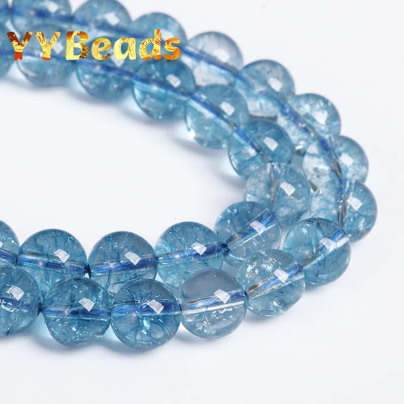5A highquality light blue Topazs bead cracked crystal loose used for jewelry making bracelets necklaces 412mm 241212