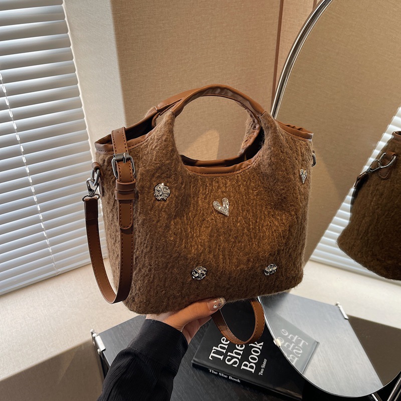 Women Shoulder Bag Niche Woolen Bag New Fashion Versatile Crossbody Bag Handbag Daily Trendy Triple Black Brown Grey Free shipping