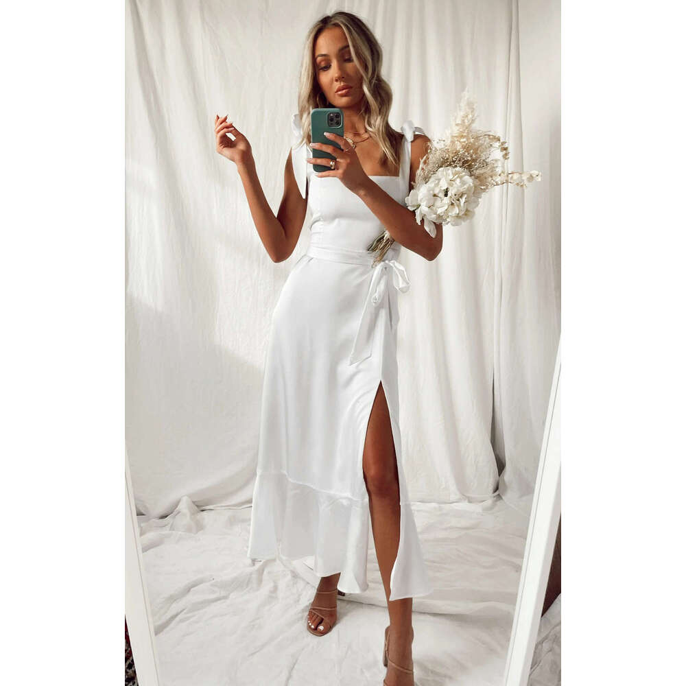 Summer New Elegant Fashionable European And American Women's Clothing Temperament Commuting Slit French High-End Feeg Dress Fashion Quality Class