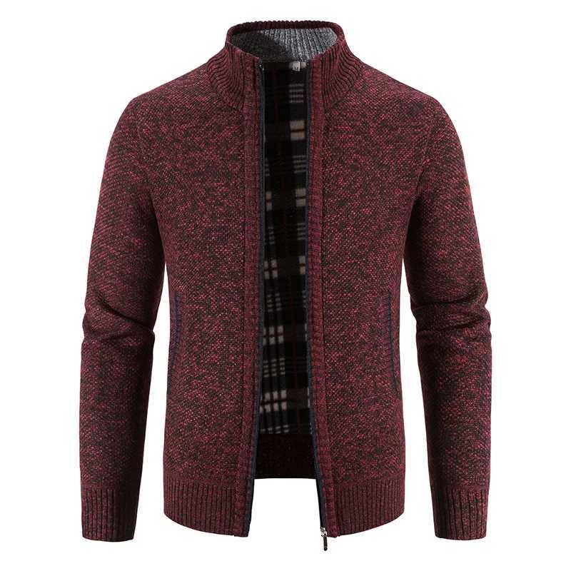 Mens Cardigan Turn-down Collar Knitting Sweater Slim Fit Solid Color Zipper Fleece Outerwear Mens Top Clothing XJ250805