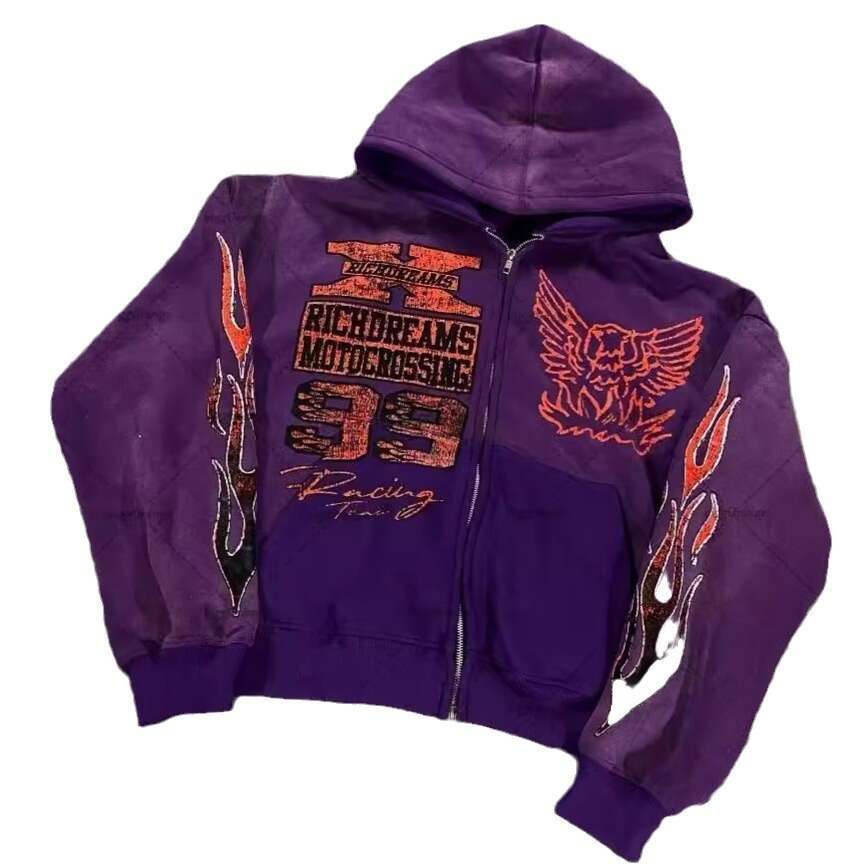 Street hip-hop star girl print black zippered y2k Harajuku jacket hoodie for women