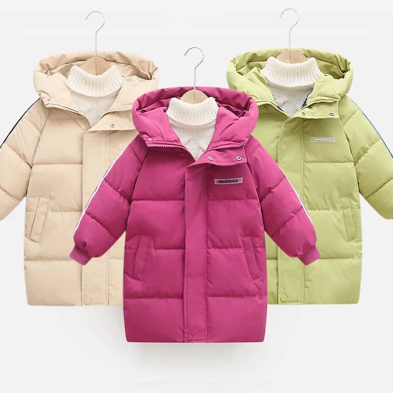 Kids Parka Thicken Warm Long Jackets Toddler Kids Outerwear Outwear Clothes Solid color Winter Down Cotton Childrens 3-10YXJ241214