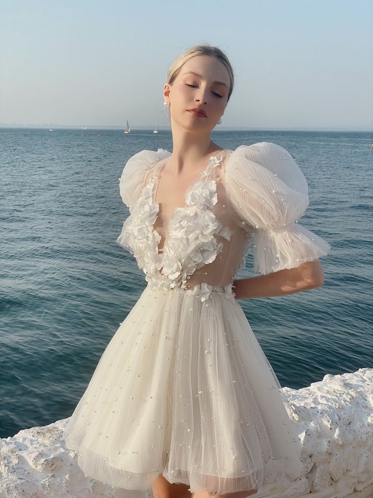 Modest Beaded Neck Wedding Dresses Mermaid Sleeve Bridal Gown Pleat Button Back Satin vestido de novia 03