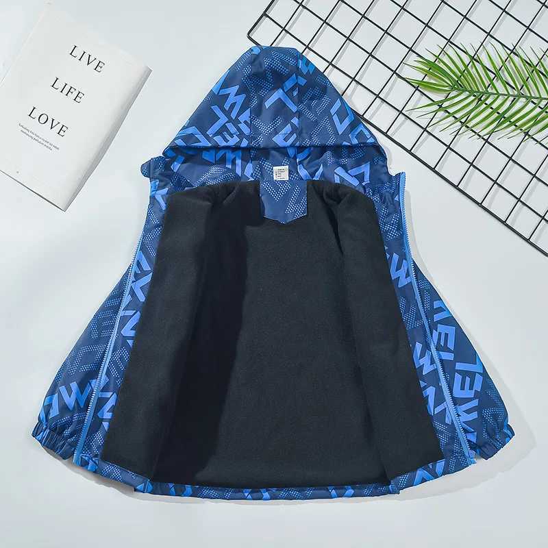 Children Jacket Boys Fashion Outdoor Thick Autumn Waterproof Jackets for Kids Warm Clothes Winter Boys Windbreaker Hooded CoatXJ241214
