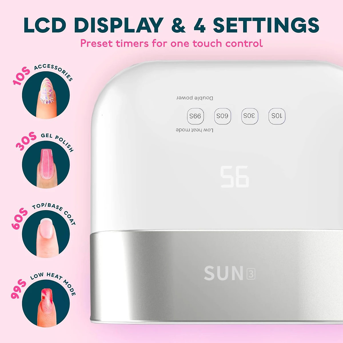 SUNUV SUN3 Nail Dryer Smart UV LED Lamp Nail with Smart Timer Memory Invisible Digital Timer Display Nail Drying Machine 241216 - view 5