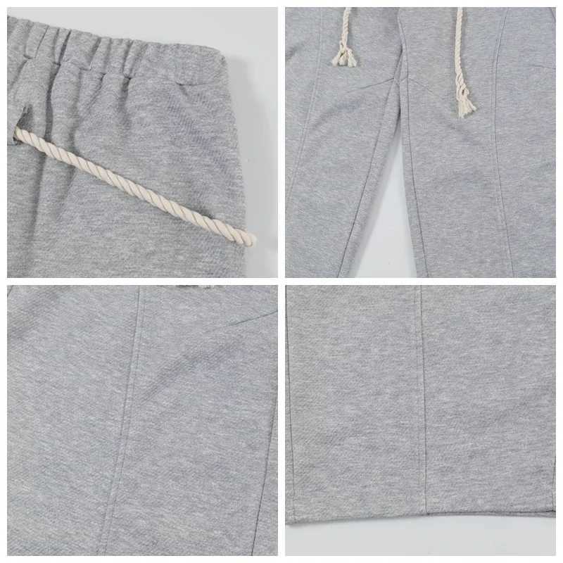 Baggy Sweatpants Men Wide Leg Gray Long Drawstring Casual Baggy Joggers Pants Curved Blade Type Design Lantern Pants Oversized X241216