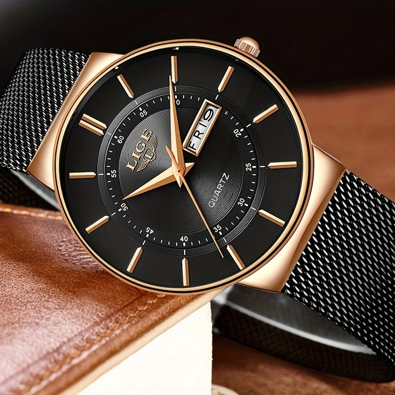 LIGE 2024 Luxury Men Watches Waterproof Ultra Thin Date Clock Male Steel Strap Casual Quartz Watch Men Sports Wrist Watch