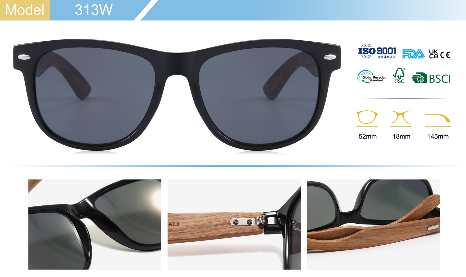 Fashion sunglasses Wayfarers Polarized glasses and Classic Style Stylish HD Lenses Polarized Optical Glass Lenses toprb PC frame wooden glasses feet