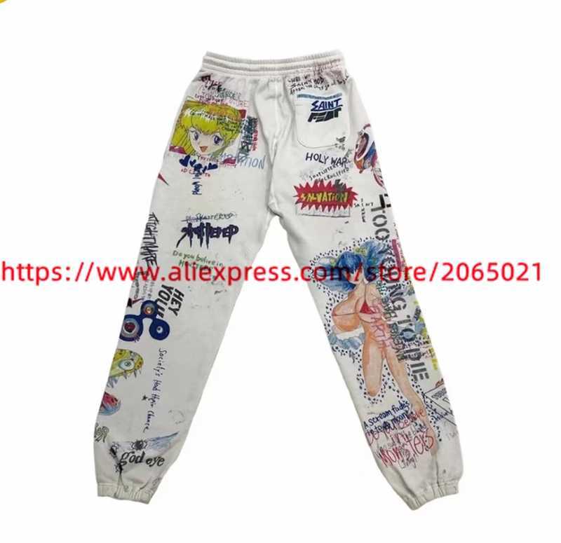 Vintage Graffiti Printing Saint Sweatpants For Men Women High Quality Jogger Drawstring Pants X2503191