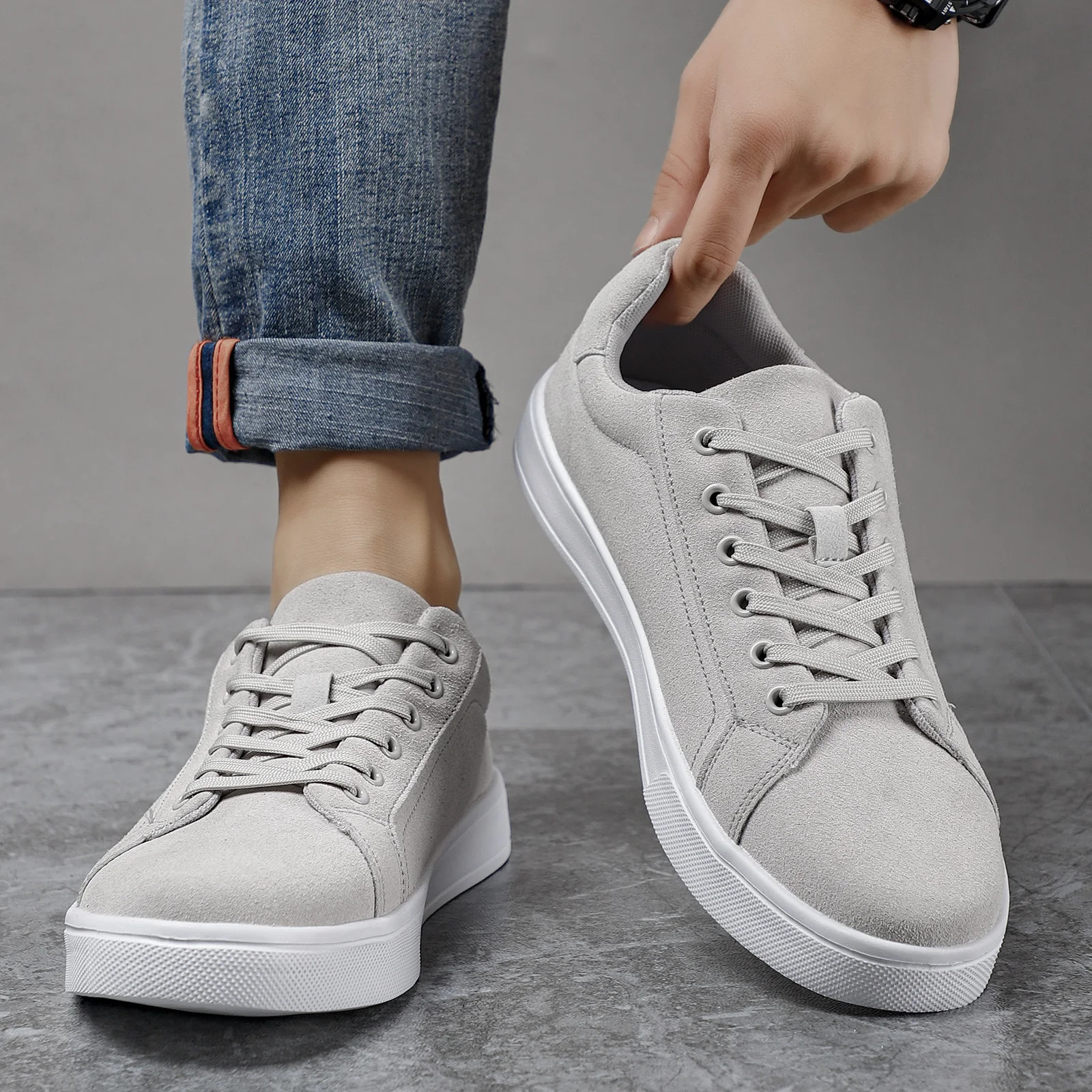 Mens shoes mens sports shoes leather plush comfortable lightweight casual shoes outdoor walking shoes Plus size 39- 241213