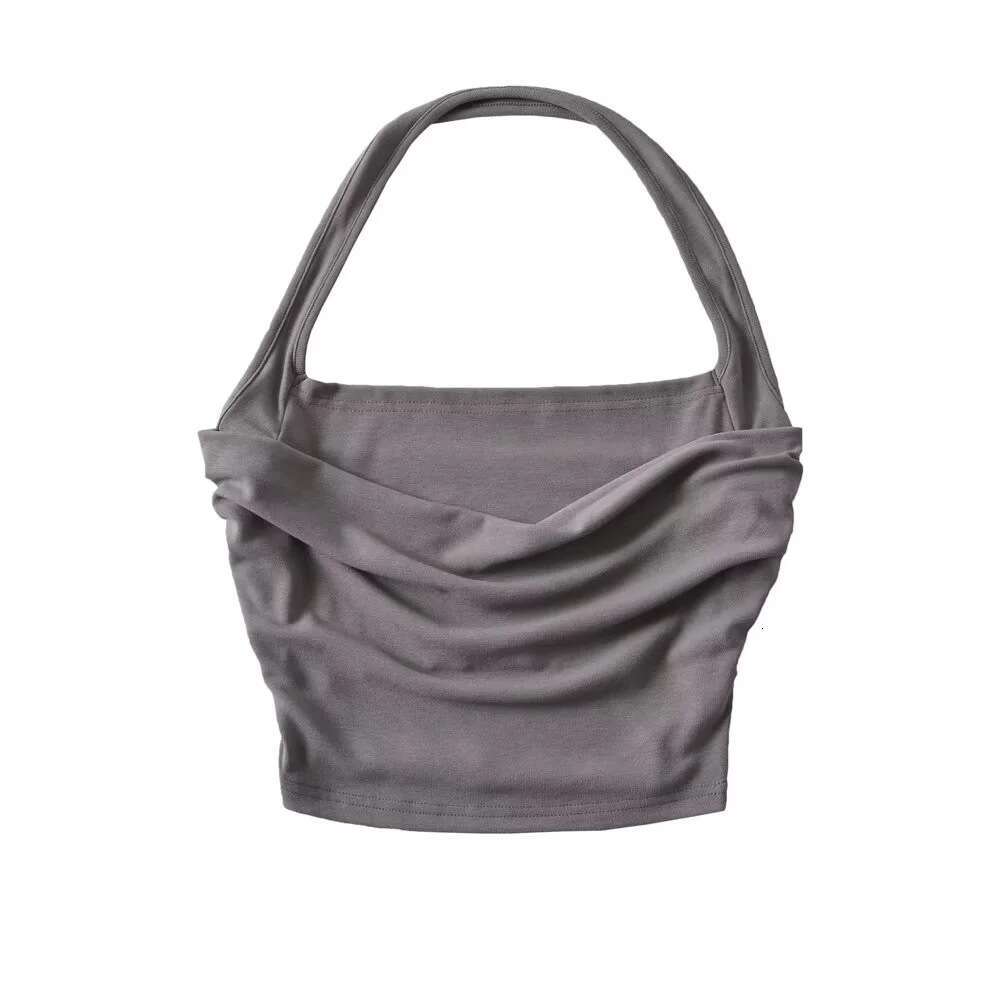 Swinging collar hanging neck vest for women in summer 2024, sexy hot girls, backless elastic slim fit, solid color small tank top, 2024 temperament ve