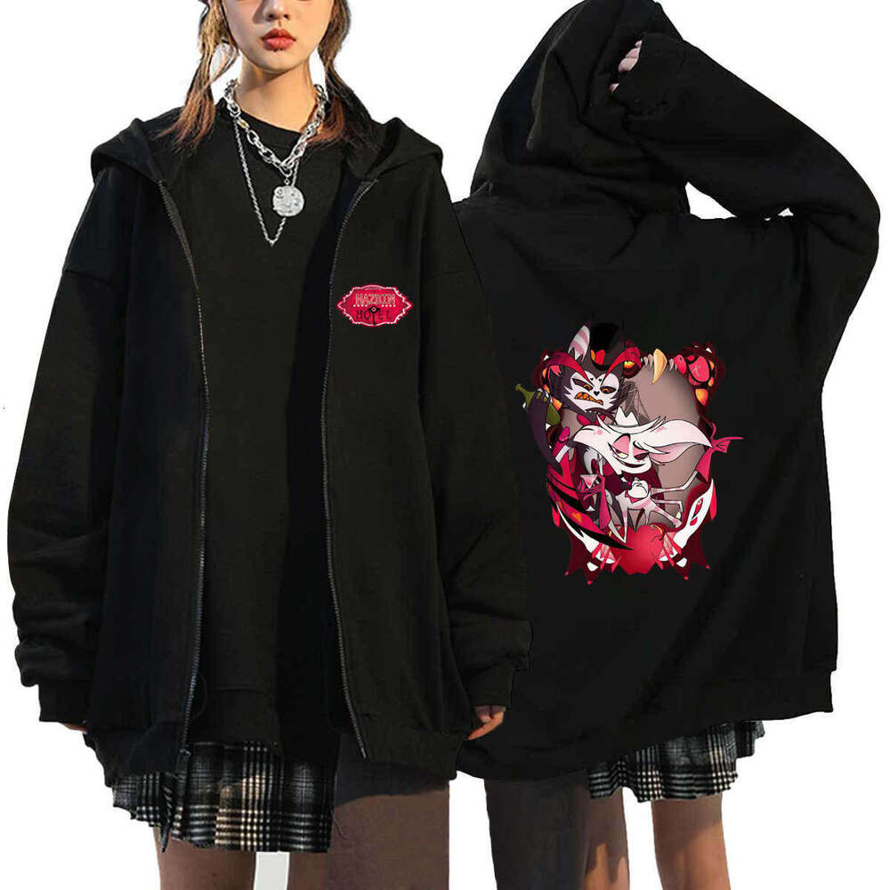 Hazbin Hotel Hell Inn Zipper Men's and Women's Casual Sports Hoodie Top Cardigan Coat