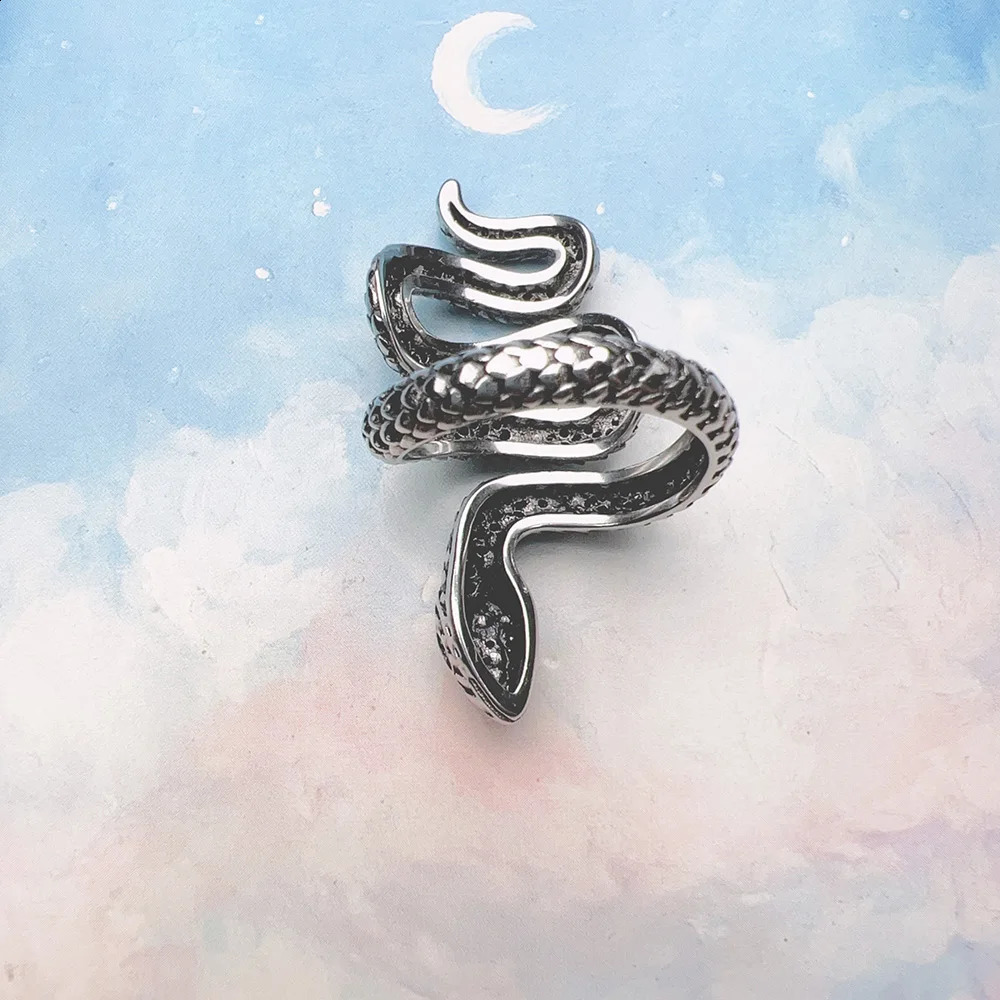 Black Snake Ring Europe Vintage Fine Jewerly For Men Women Rebel Personal Talisman Gift In 925 Sterling Silver 241216