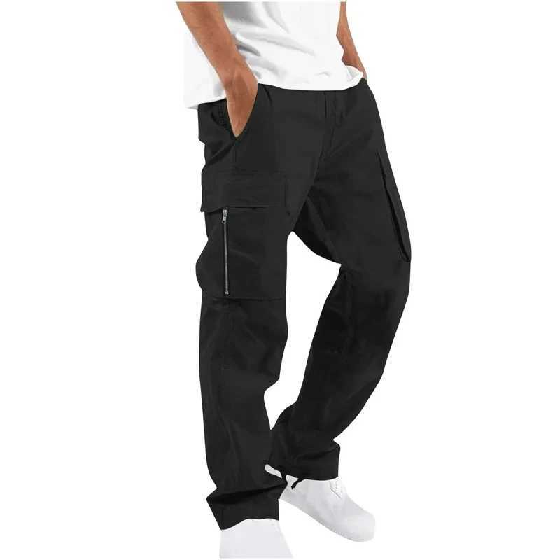 2024 new mens cargo pants sports multi pocket quick drying solid color mens Trouser casual street sports pants X241216